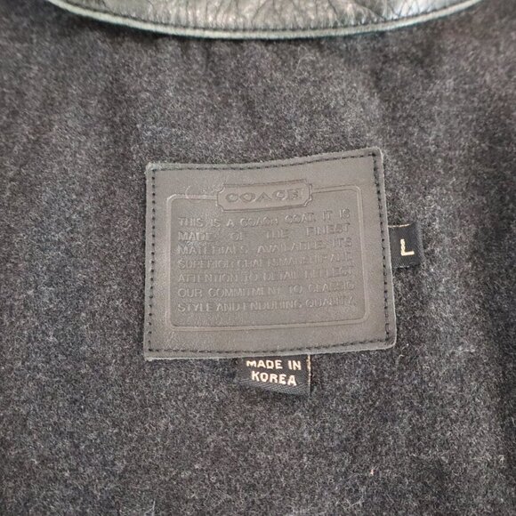 Coach Mens Black Leather Coat Jacket with Wool Zip Out Liner Size Large Heavy - Picture 13 of 16